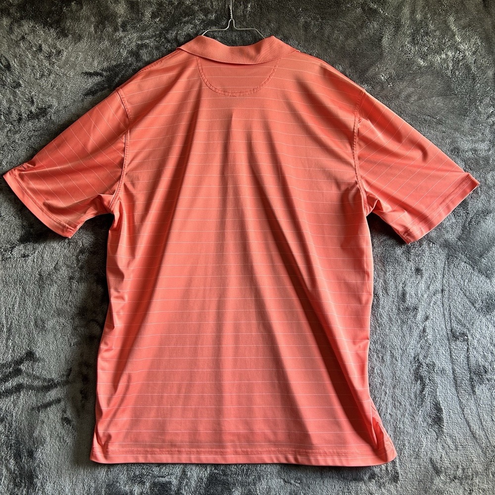 Greg Norman ML75 Polo Shirt Mens XL Orange Stripe Play Dry Golf Shark Wicking - Picture 6 of 8